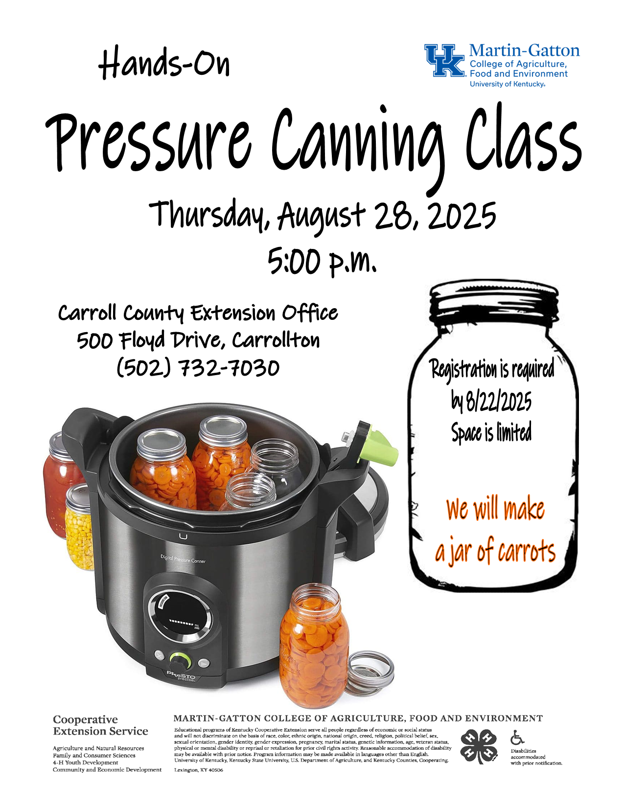 Pressure canning class