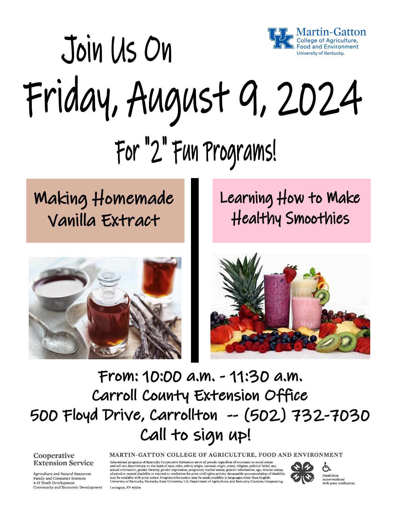 Vanilla and smoothies program